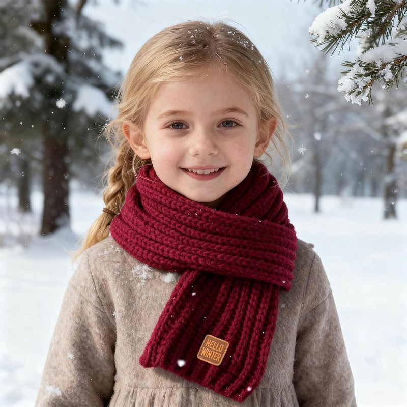 Hello Winter Kids Scarf Winter Neck Warmer Toddler Neck Scarf Girls Thick Scarves Boys Warm Neck Warp 2-12 Years - Image 5